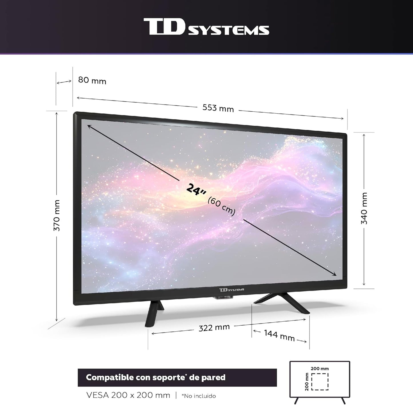 TD Systems - Smart TV 24 Pulgadas, Television TDT HD