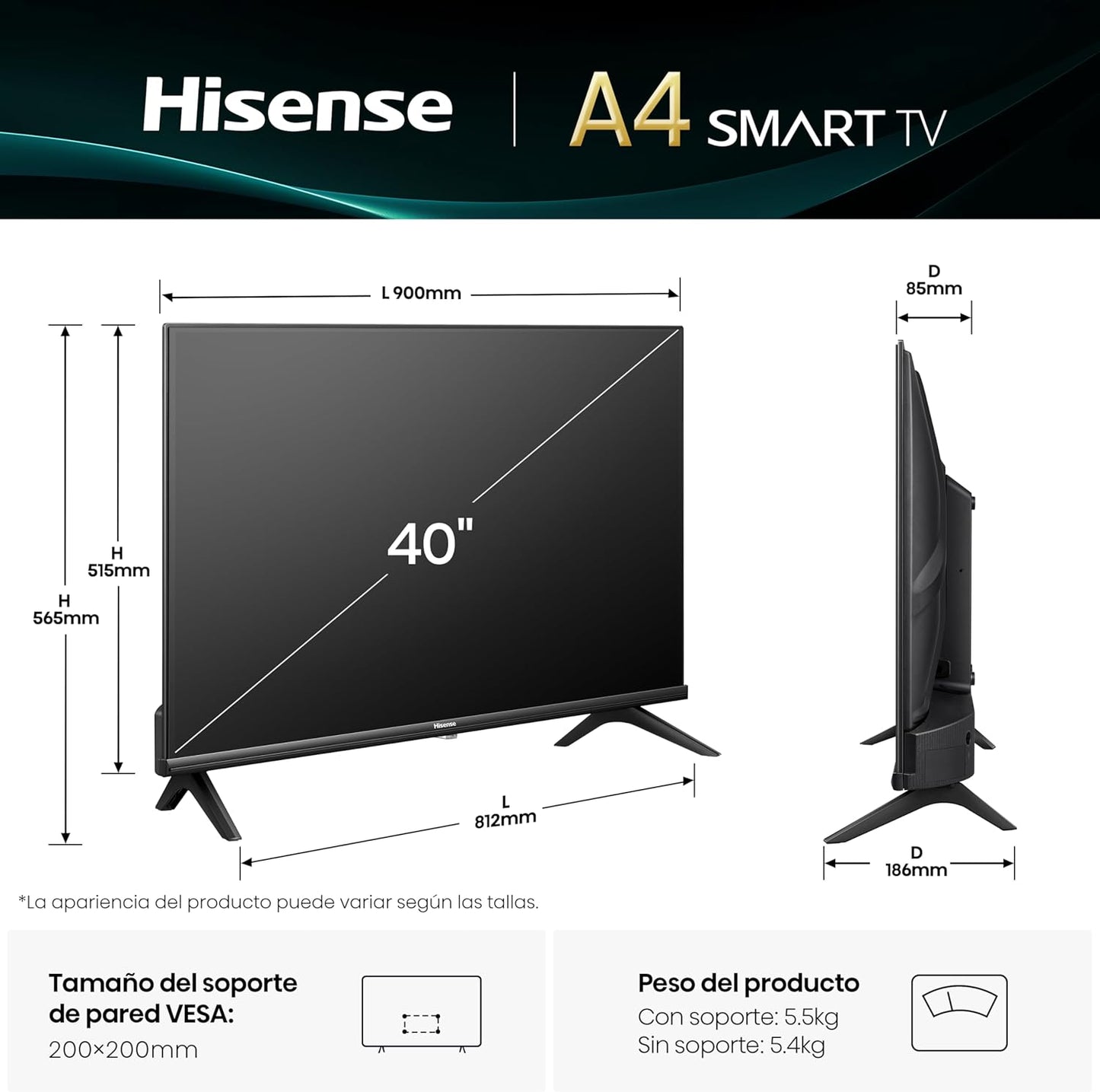 Hisense 40A4Q - FullHD Smart TV 40 Pulgadas