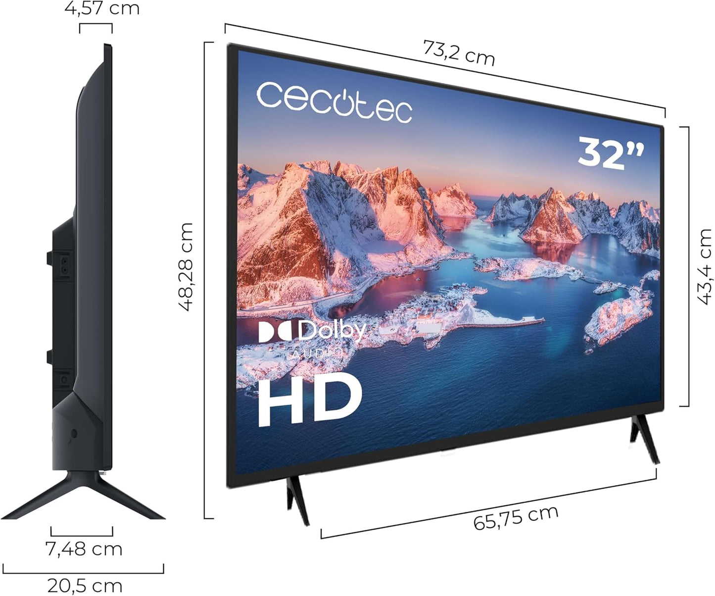 Cecotec TV, Televisor LED de 32Pulgadas 0 Series 0032S. Pantalla 32 Pulgadas, HD