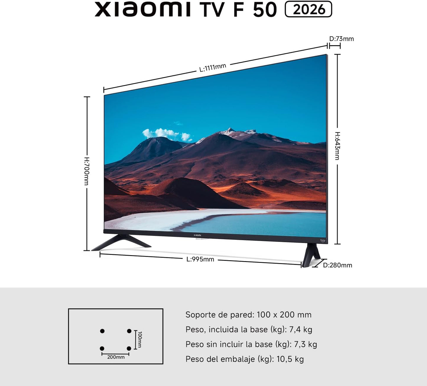 XIAOMI TV F 50, 50 Pulgadas (127 cm), 4K UHD, Smart TV