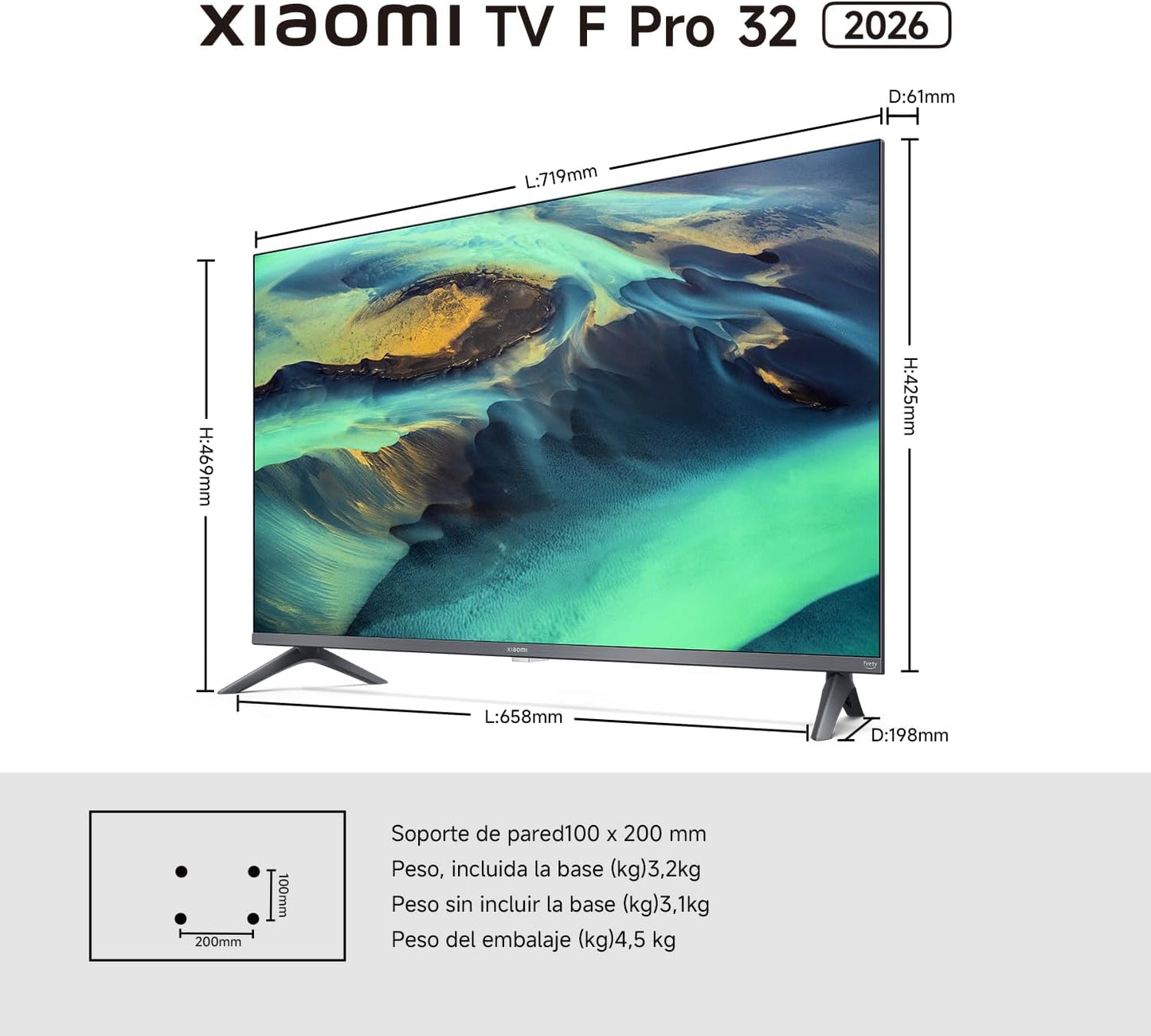 XIAOMI TV F Pro 32, 32 Pulgadas