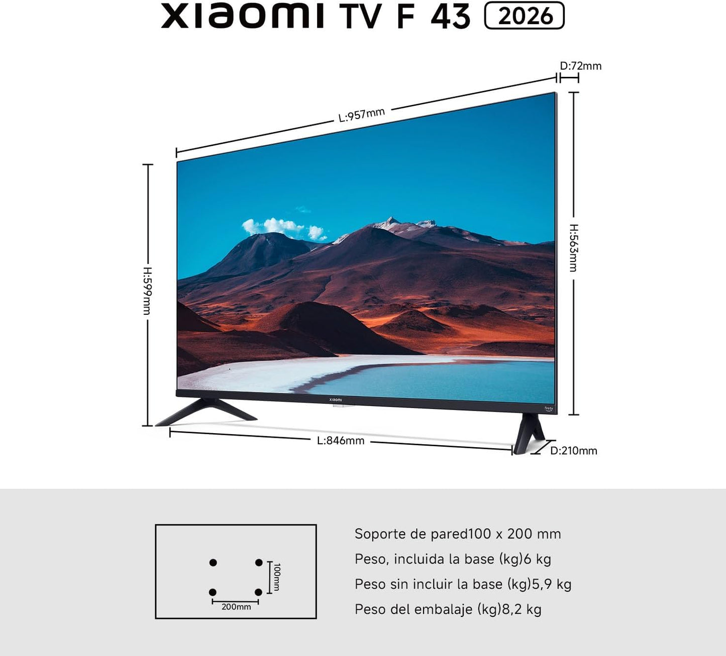 XIAOMI TV F 43, 43 Pulgadas (109 cm), 4K UHD, Smart TV
