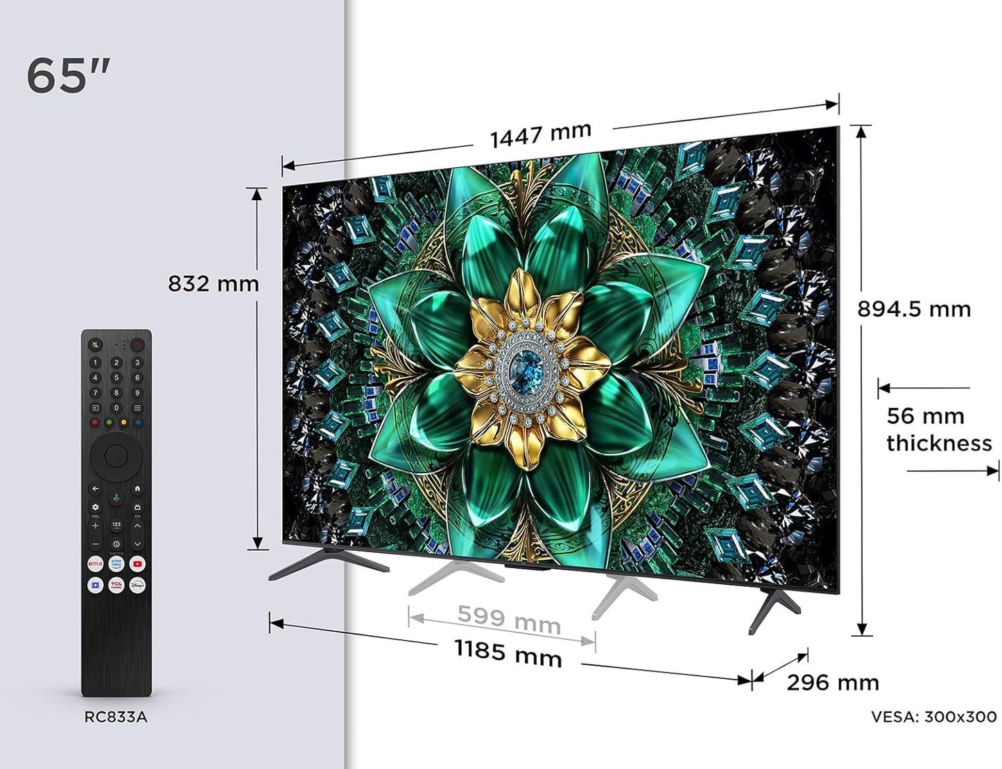 TCL 65Q6C 65 Inch QD Mini LED TV, 4K HDR Premium