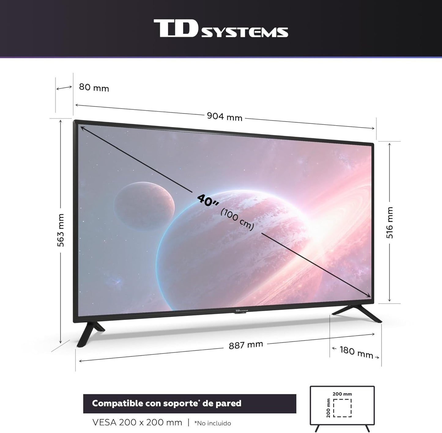 TD Systems - Smart TV 40 Pulgadas Full HD, Television TDT HD
