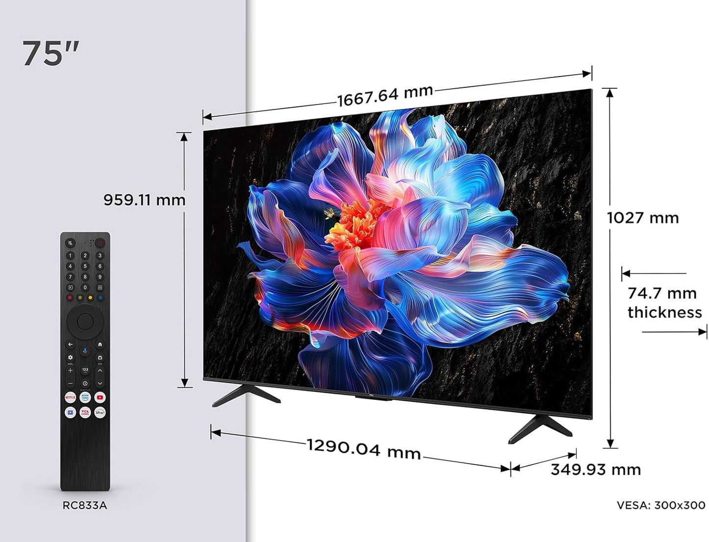 TCL 75V6C 75” Direct LED Smart TV, 4K HDR