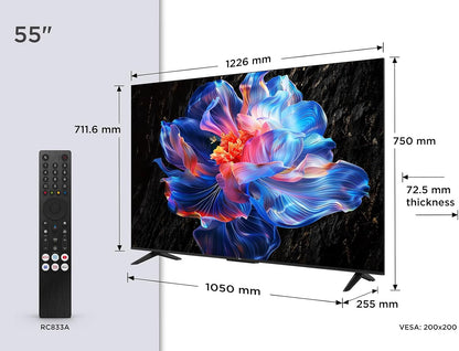 TCL 55V6C 55” Direct LED Smart TV, 4K HDR, Powered by Google TV (Dolby Audio, Motion Clarity, Compatible with Google Assistant & Alexa) [Clase de eficiencia energética E]