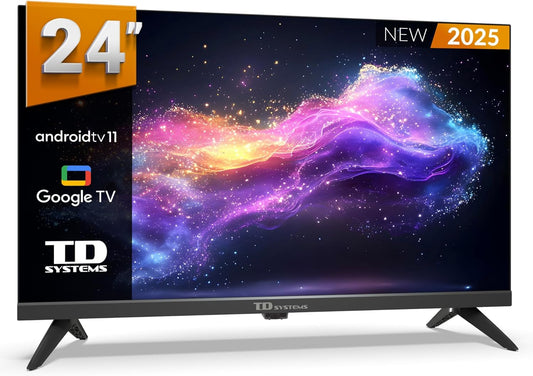 TD Systems - Smart TV 24 Pulgadas HDR sin Marcos, Android 11