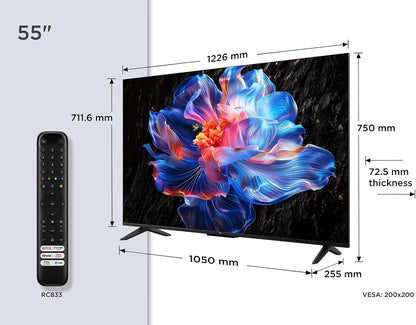 TCL 55V6C 55” Direct LED Smart TV, 4K HDR, Powered by Google TV (Dolby Audio, Motion Clarity, Compatible with Google Assistant & Alexa) [Clase de eficiencia energética E]