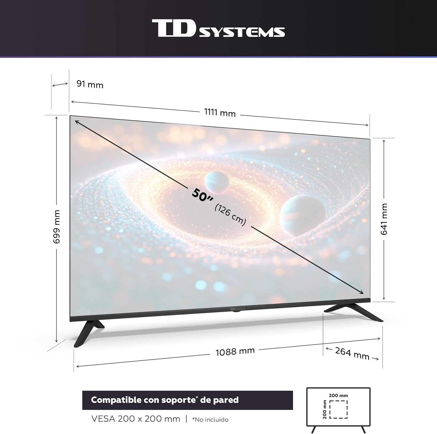 TD Systems - Smart TV 50 Pulgadas 4K Android 14