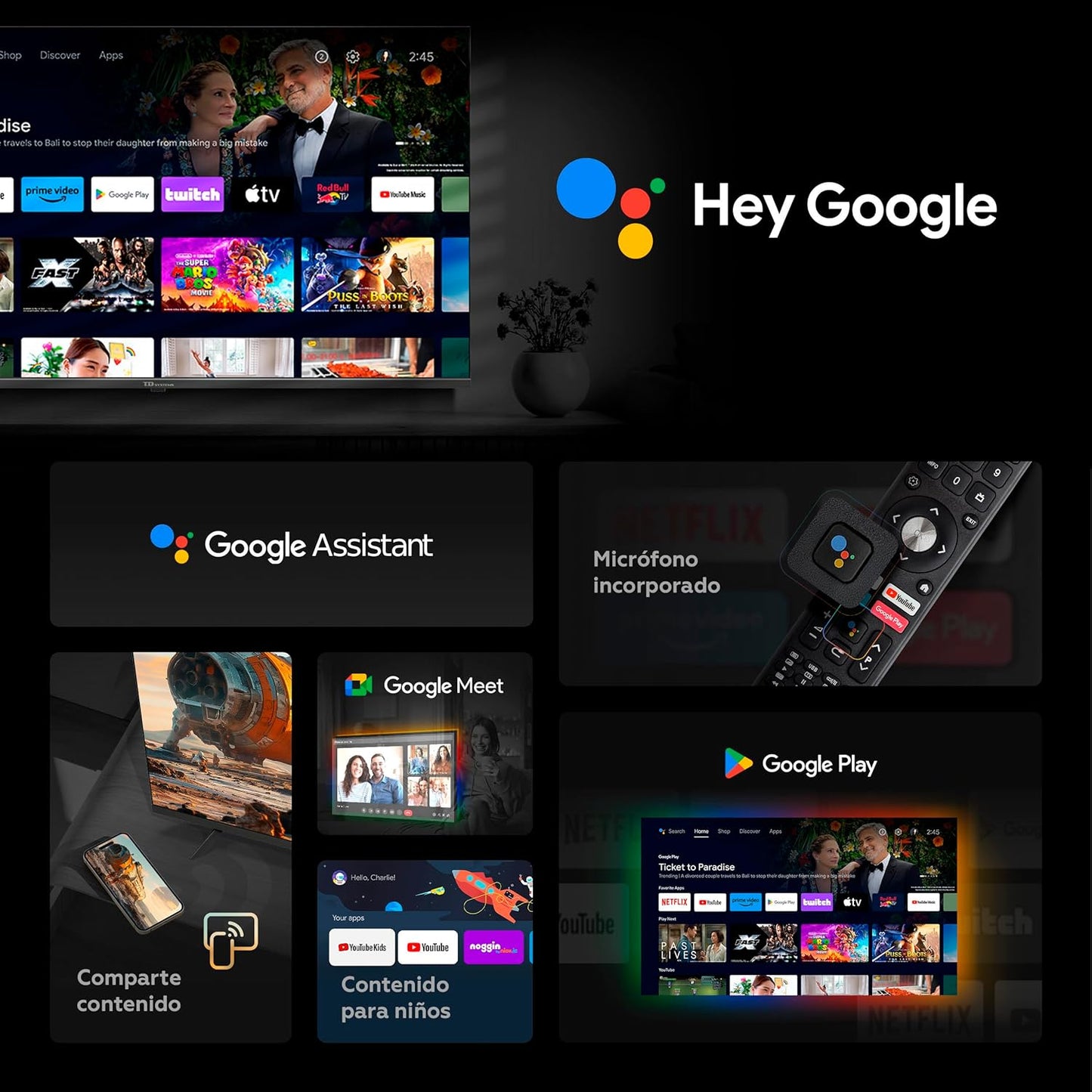 TD Systems - Smart TV 32 Pulgadas, Hey Google, Television TDT HD, Android 11, Modelo 2025, Televisor con 3 años de garantía - PRIME32C19GLE