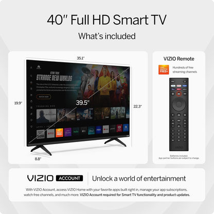 VIZIO Smart TV Full HD 1080p de 40 pulgadas